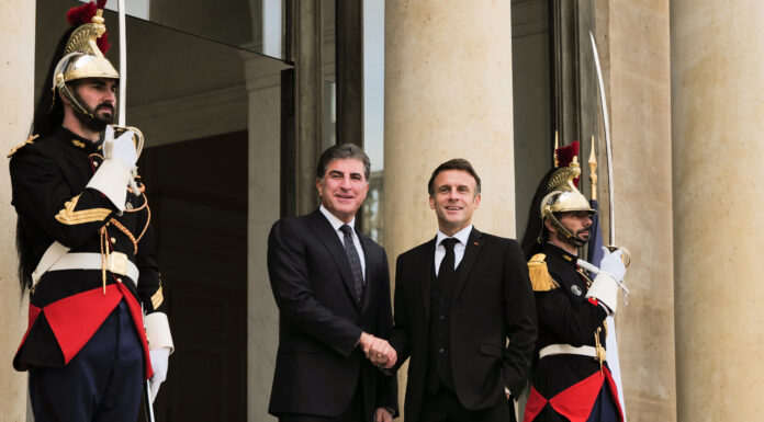 France’s President Emmanuel Macron Calls for Immediate Ceasefire in Syria with Nechirvan Barzani