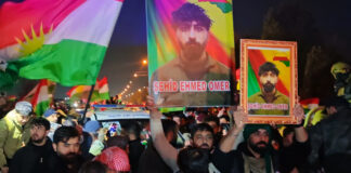 Thousands attend the funeral of Ahmed Hemin, a volunteer from the city of Kirkuk killed in Rojava