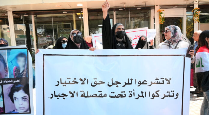 Iraqi Mothers Protest Custody Law Changes in Baghdad’s Firdos Square