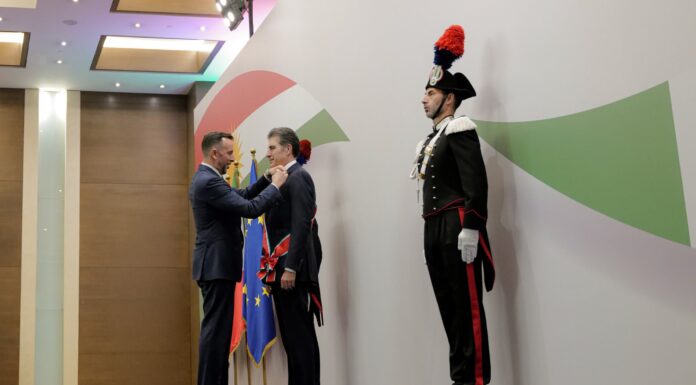 Italy awards highest state honor to Kurdistan Region President Nechirvan Barzani